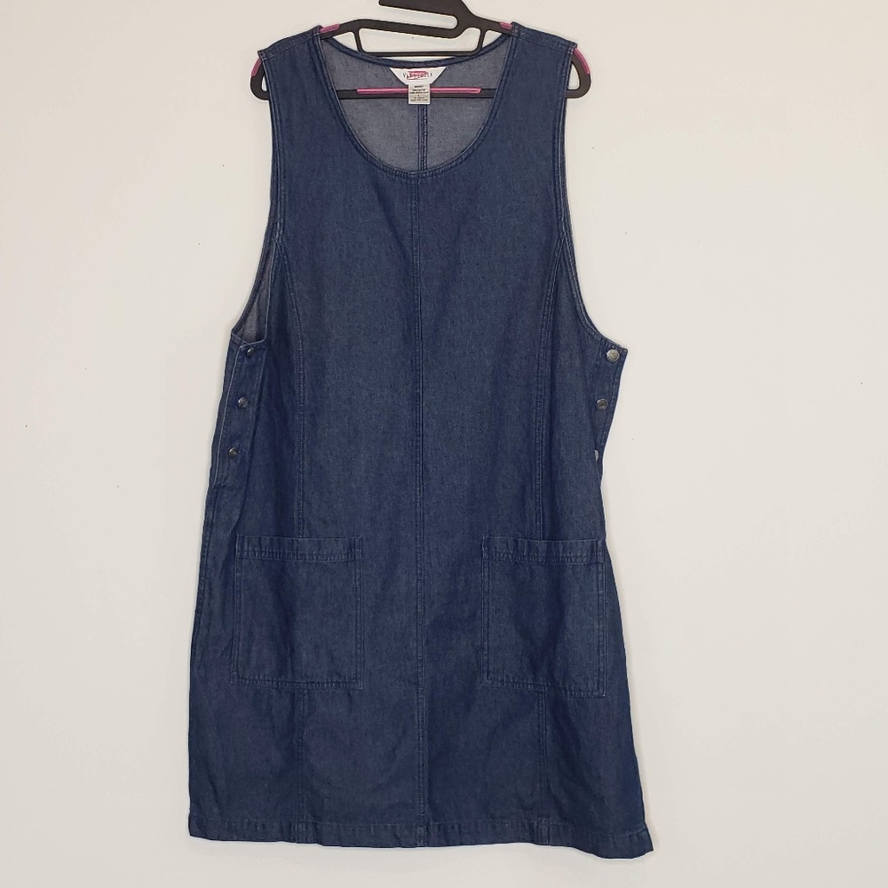 Van Heusen denim crew neck shift side button dress